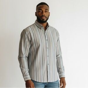 Eddie Bauer men long sleeve dress shirt, slim fit tall, extra extra large
